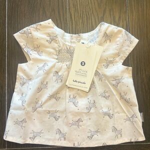 Cream Butterfly Print Blouse with Airy Fabric